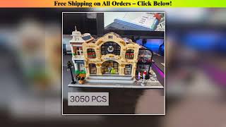 3050pcs Brick Cross Custom Modular Moc Building Railway Station Street View Model Moc Building