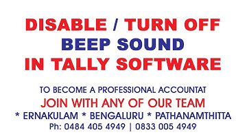 TALLY EDUCATION _ TURN OFF BEEP SOUND IN TALLY SOFTWARE