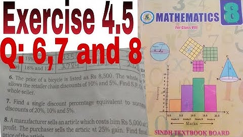 8th Class Math Exercise 4.5 Question 6,7 and 8. Financial Arithmetic ||Sindh text ||
