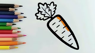How to draw an easy carrot 🥕/ Step by step carrot drawing for kids / Fun and education