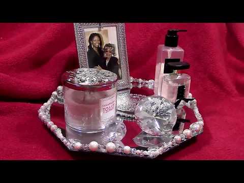 diy-rotating-pearls-&-bling-vanity,-cake-or-wedding-tray-"glam,-bling,-elegant"