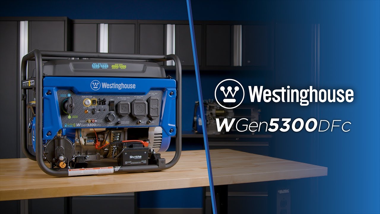 Westinghouse WGEN5300DFC WGen5300DFc - 5300 Watt Electric Start Dual-Fuel  Portable Generator w/ Wireless Remote Start, RV Outlet & CO Sensor CARB