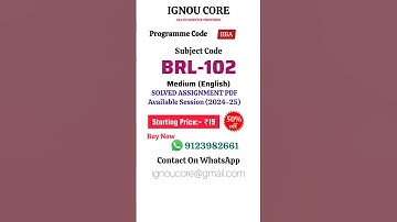 BRL 102 Solved Assignment PDF 2024-25 in English, BBA program BRL-102 Solved assignments