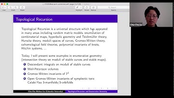 Melissa (Chiu-Chu) Liu: Topological Recursion and Enumerative Geometry