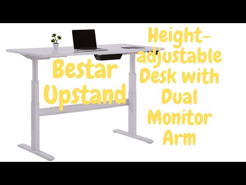 Height adjustable Desk with Dual Monitor Arm | Bestar Upstand | Office Desk