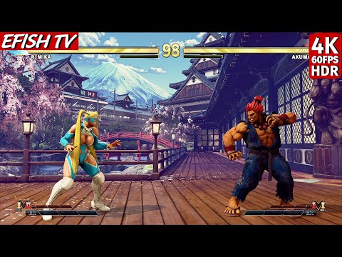 R. Mika vs Akuma (Hardest AI) - Street Fighter V | 4K 60FPS HDR