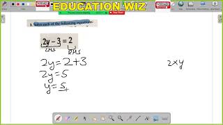 Solve the following equation 2y - 3 = 2 | solve 2y - 3 = 2 Class 6, class 7 class 8 Linear Equation