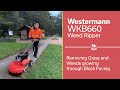 Machine removes grass and weeds growing through block paving - Westermann WKB660 Weed Ripper