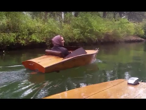 plywood mini boat electric inboard cruise rain - YouTube