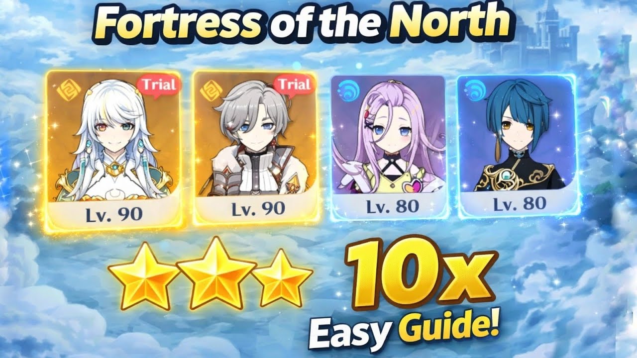 Fortress of the North 10x Multiplier | Easy 3 Star Clear (F2P Team)#genshinimpact #genshinguide