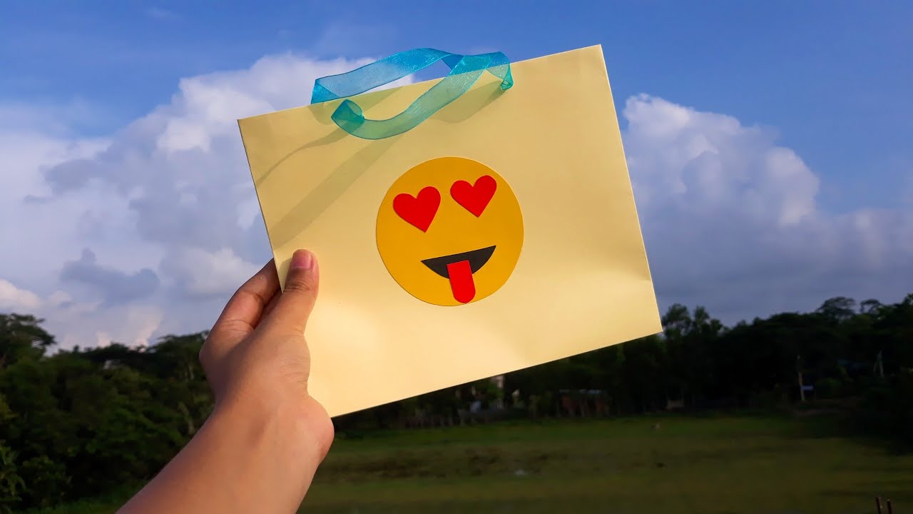 DIY Paper Bag Easy Shopping Bag Tutorial with Emoji YouTube