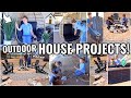 OUTDOOR HOUSE PROJECTS!! BEFORE AND AFTER FIRE PIT MAKEOVER | OUTDOOR DECORATING