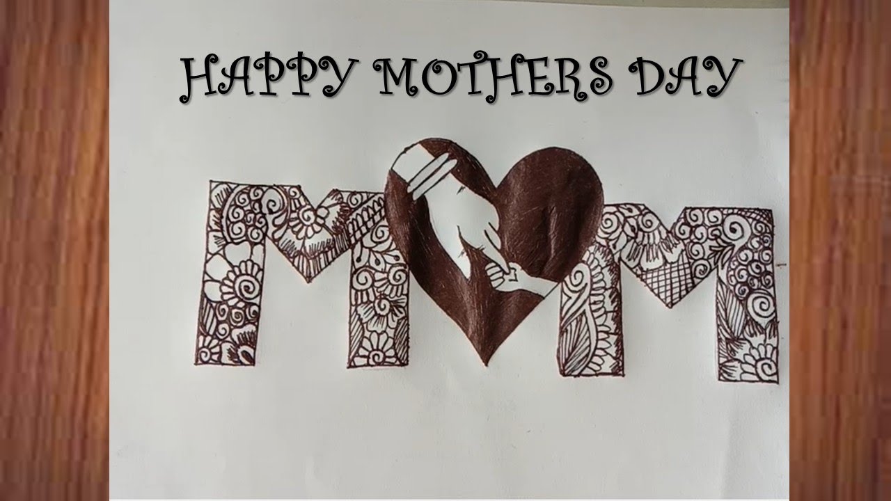 Easy Mother's Day Drawing: Heart-Shaped 'MOM' Tutorial || Mothers Day ...
