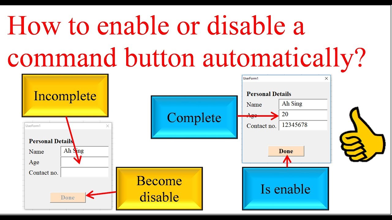 Excel VBA Auto Enable Or Disable Command Button On Userform YouTube