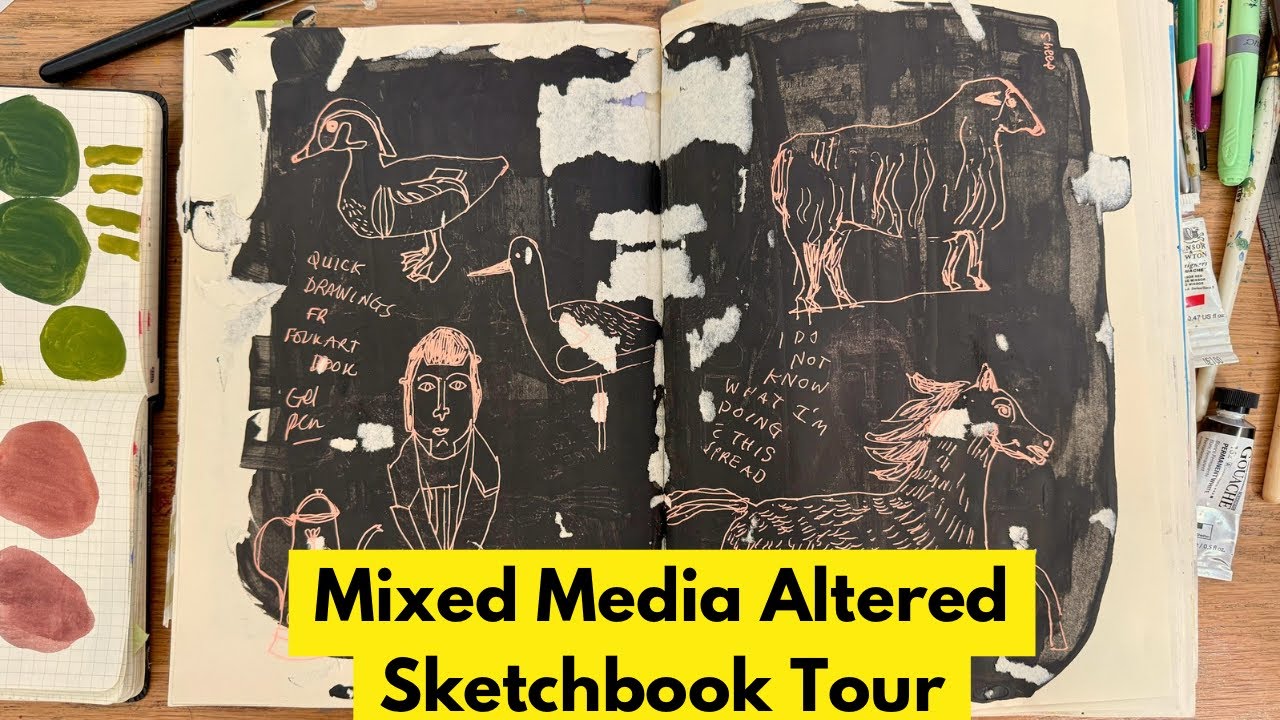 Mixed Media Sketchbook- Altered Book for Loose Drawing - YouTube