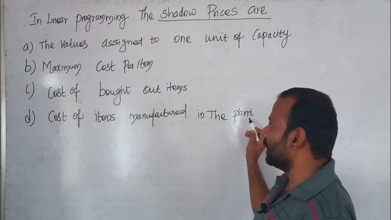 LINEAR PROGRAMMING SHADOW PRICE - YouTube