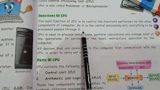 Computer Class-4 Ch-3 Inside the system unit Part-2(What is CPU, Functions of CPU& Parts of CPU)