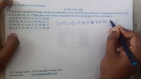 GATE CSE 1999 Q ||Algorithms || GATE Insights Version: CSE