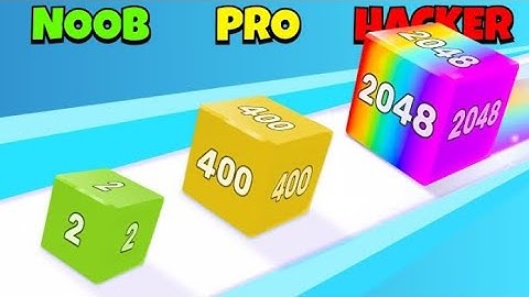 noob vs pro vs hacker | jelly run 2048 game video
