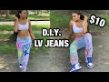 How To Custom Paint Denim Jeans | LV Jeans Tutorial | DIY