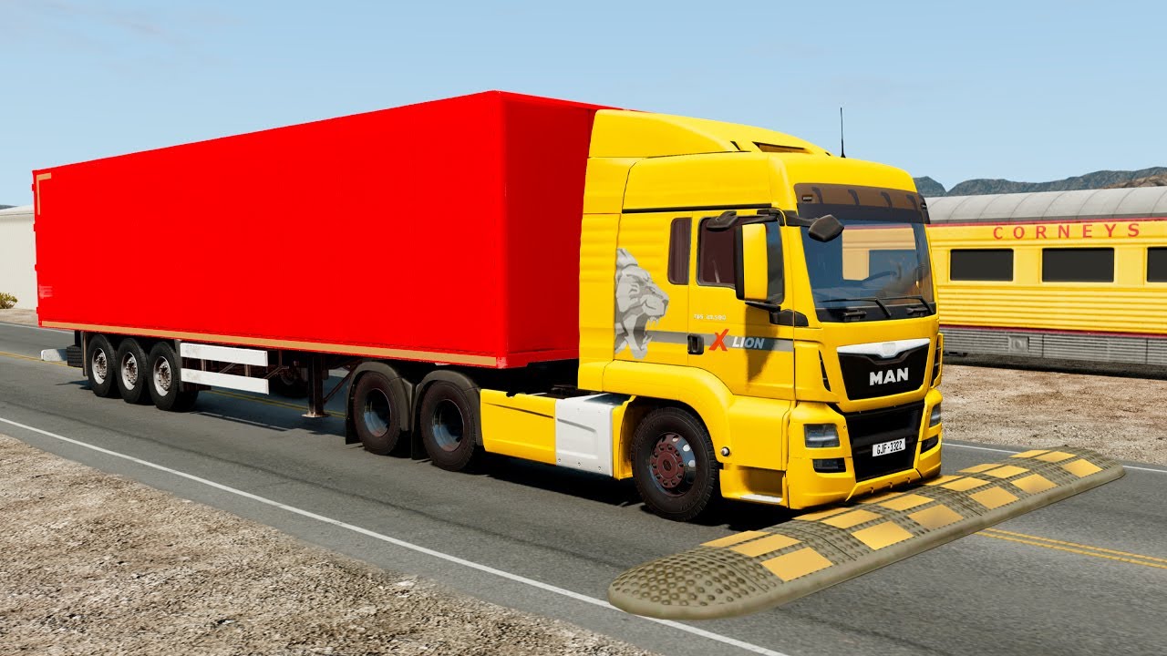 Cars and Truck vs Extreme Broken Road with Speed Bumps SPECIAL #112 | BeamNG Drive | TrucksVs