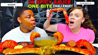 ONE BITE 2X SPICY SEAFOOD BOIL CHALLENGE + KING CRAB, SHRIMP, LOBSTER TAIL  MUKBANG