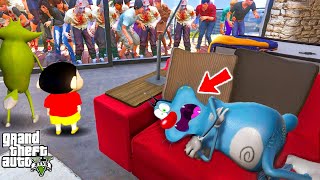 Oggy And Shinchan Surviving Zombie Outbreak inside Franklin's House in Gta 5! | Zombie Apocalypse screenshot 5