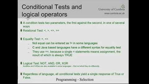 ABMC4007 (Part 4-2) Selection Statements, Conditional Tests and Logical Operators