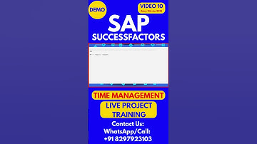 SAP SuccessFactors Time Management Training Online Tutorial Class 10 2025 #sapsuccessfactorstraining