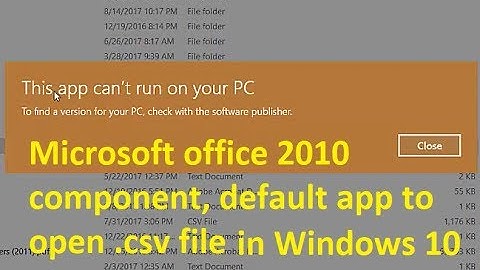Microsoft office 2010 component in Windows 10 