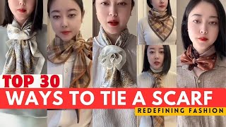 The 30 stylish ways to tie a scarf in 2024 | Easy scarf styles for girls Part-03 #scarfwearing