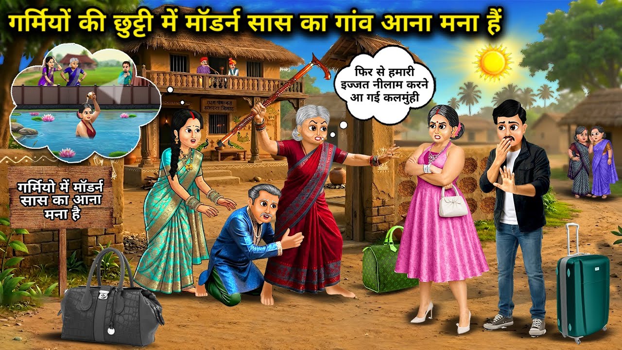 गर्मियों की छुट्टी में मॉडर्न सास का गांव में आना मना हैं। Cartoon videos। Mixed chacha story।