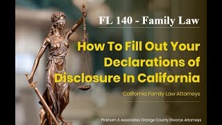 Attachment to FL 140, Declarations of Disclosure California Family Law