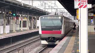 E233系5000番代ｹﾖ505編成1233A市川塩浜駅1番線通過