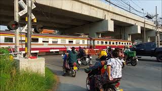 รถไฟไทย : รวมคลิปรถไฟในช่วงเช้าที่จุดตัดทางรถไฟวัดเสมียนนารี
