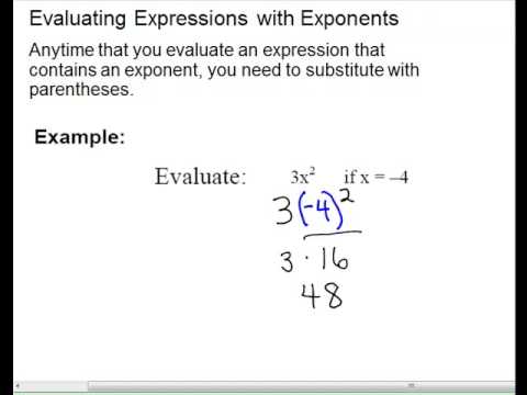 Evaluating Expressions with Exponents - YouTube