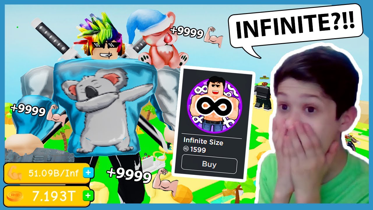 My Nephew Became The Biggest With Infinite Size Gamepass Roblox Lifting Simulator Youtube - 999m plus robux roblox codes on weight lifting simulator 3