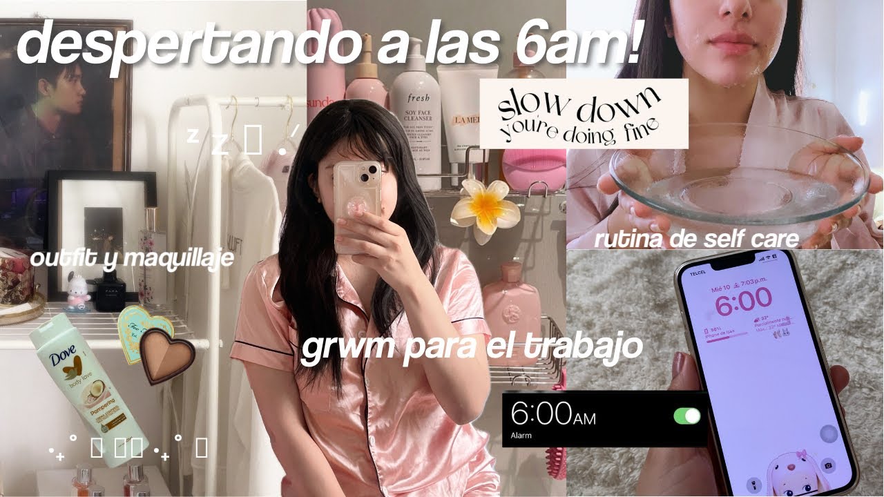 6am summer morning routine!🌸mi rutina de mañana, nuevo skin care, grwm para el trabajo, habitos y +