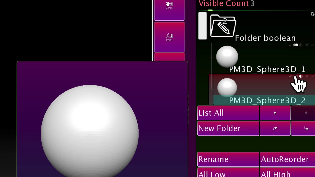 boolean folder zbrush