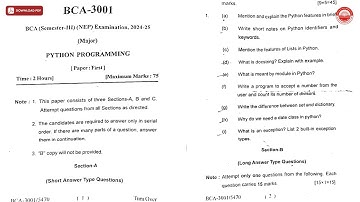 BCA 3RD SEM PYTHON PROGRAMMING BCA 2025 | CSJMU