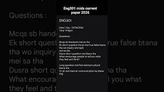 eng301 midterm current paper 2026 #vu #vuexams #eng301