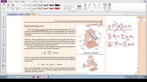 Chap 5.4 - Composite bodies (c):  Center of mass; Sample Problem 5/8