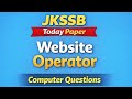 JKSSB Today Paper Computer Questions