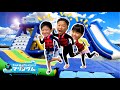 海上巨大アスレチックを貸し切って運動会!めいちゃんとお兄ちゃんとパパで大盛りあがり!