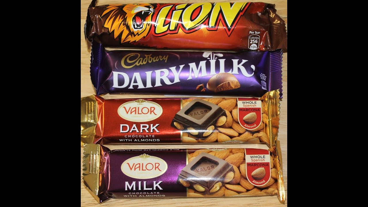Valor Dark, Valor Milk, Cadbury Dairy Milk & Lion Candy Bar Review