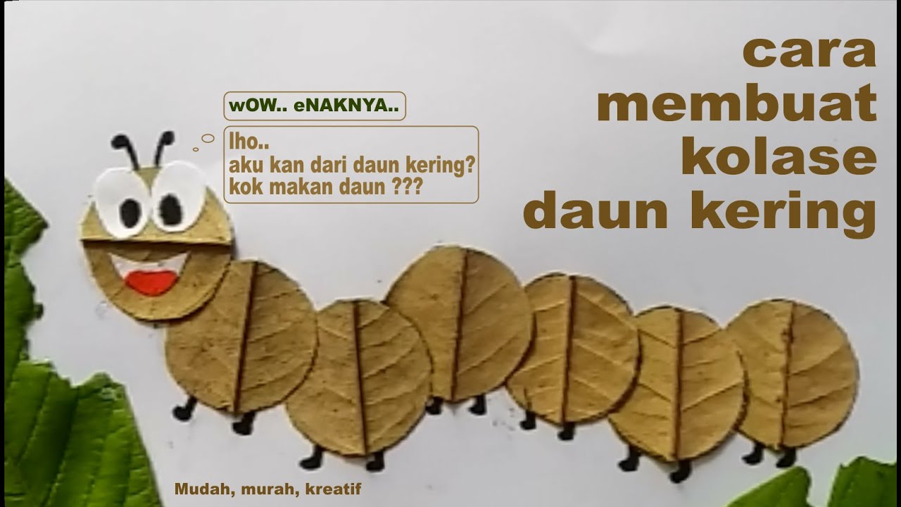  Kreasi  Membuat Kolase Ulat dari Daun  Durian Kering  Leaf 