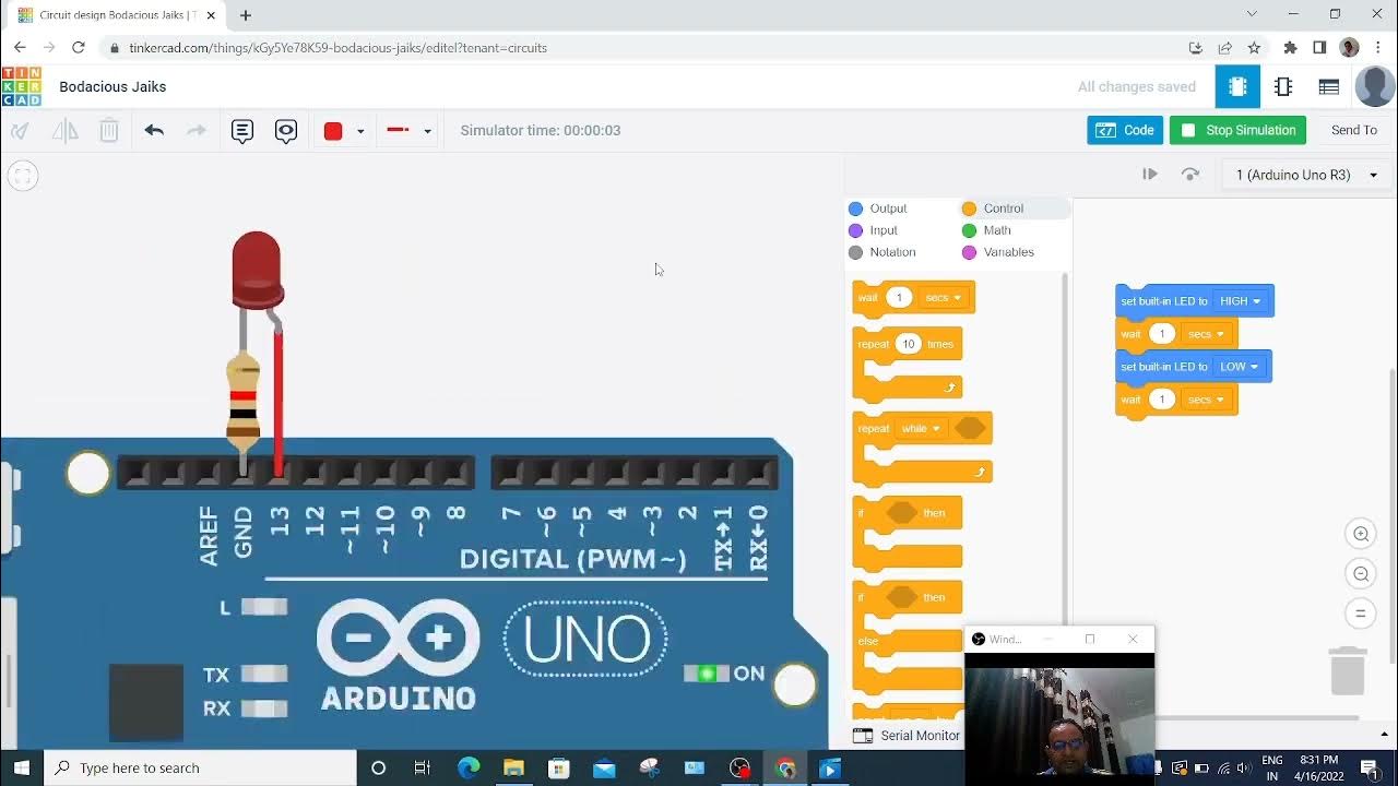 LED with Tinkercad BreadBoard & Arduino YouTube