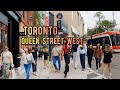 Toronto saturday queen street west downtown walking tour canada 4k