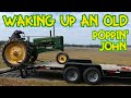 Old Start and ride along of a John Deere Model B Tractor  | 2 Cylinder Johnny Popper