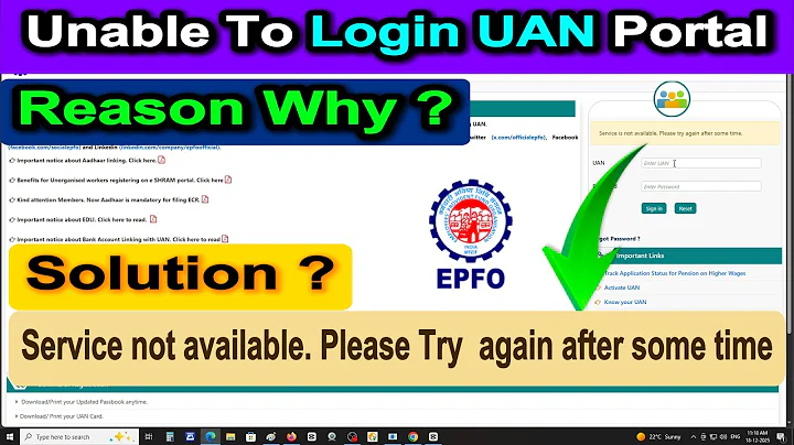 Service not available Please Try  again after some time EPFO UAN Member Portal Login Error Reason